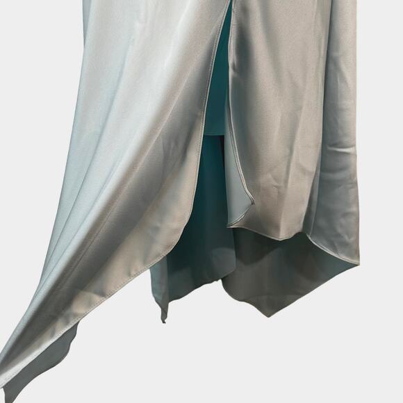 XSCAPE Women's Satin Midi Dress Asymmetrical Hem Light Blue Plus Size 14 Fairy - Picture 5 of 10